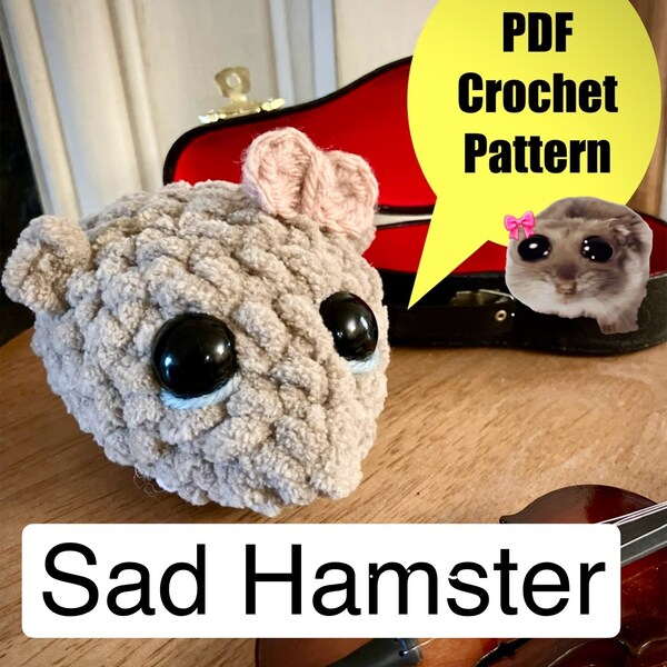 Sad Hamster PDF Crochet Pattern, TikTok viral hamster