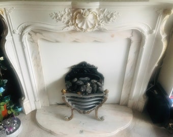 Antique fireplace surround  wood and marble