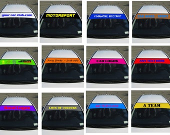 Custom sunstrip car sun screen vinyl decal universal fit choose text and colours 1400mm x 200mm sticker