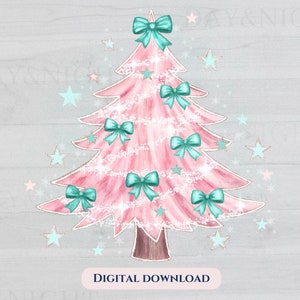 Pink Christmas Trees PNG files for sublimation Merry Christmas tree design Cute Christmas trees