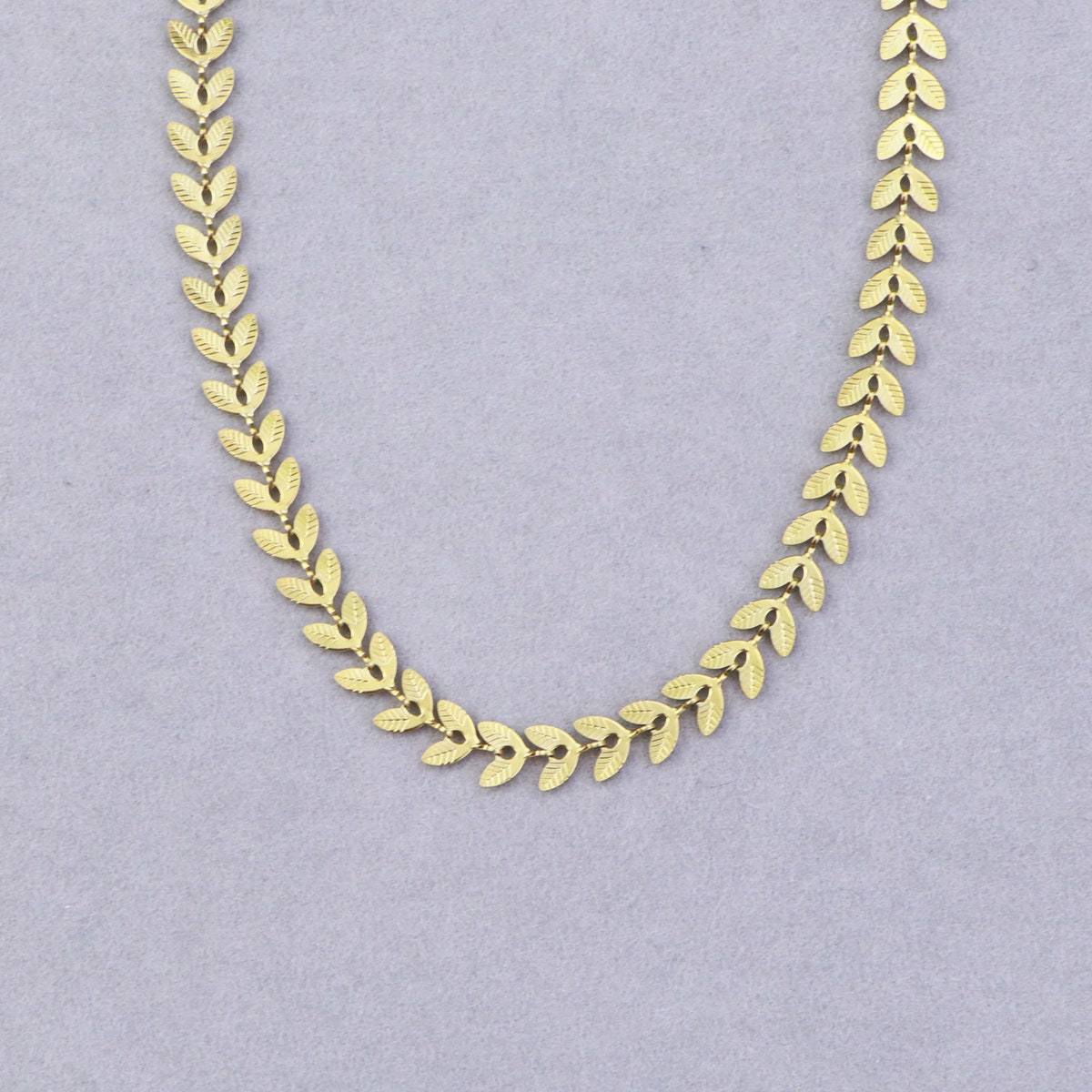 Waterproof 18K Gold Leaf Necklace,laurel Wreath Chain,chevron Necklace,wheat Unisex Chain,anti Tarnish Stainless Steel Necklace and Bracelet - Etsy