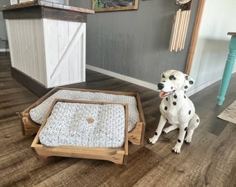 Wooden platform dog bed