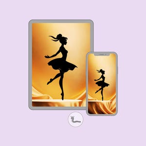 Fondo de pantalla de bailarina para teléfono y tableta: Luz en el escenario, Escenario dorado, Gracia serena – Descarga digital