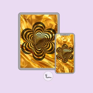 Fondo de pantalla de mandala para teléfono y tableta: Oro líquido, flores en espiral y movimiento tranquilo (descarga digital)