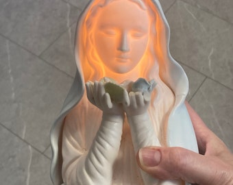 Virgin Mary ceramic lighted statue with Capodimonte florals in her hands-vintage!