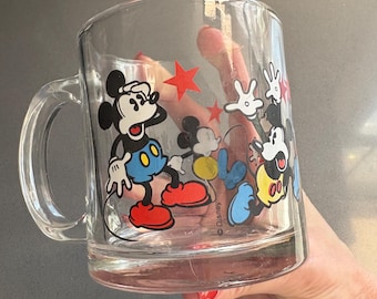 Mickey Mouse clear glass Disney mug