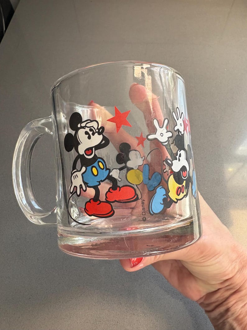 Mickey Mouse clear glass Disney mug image 1