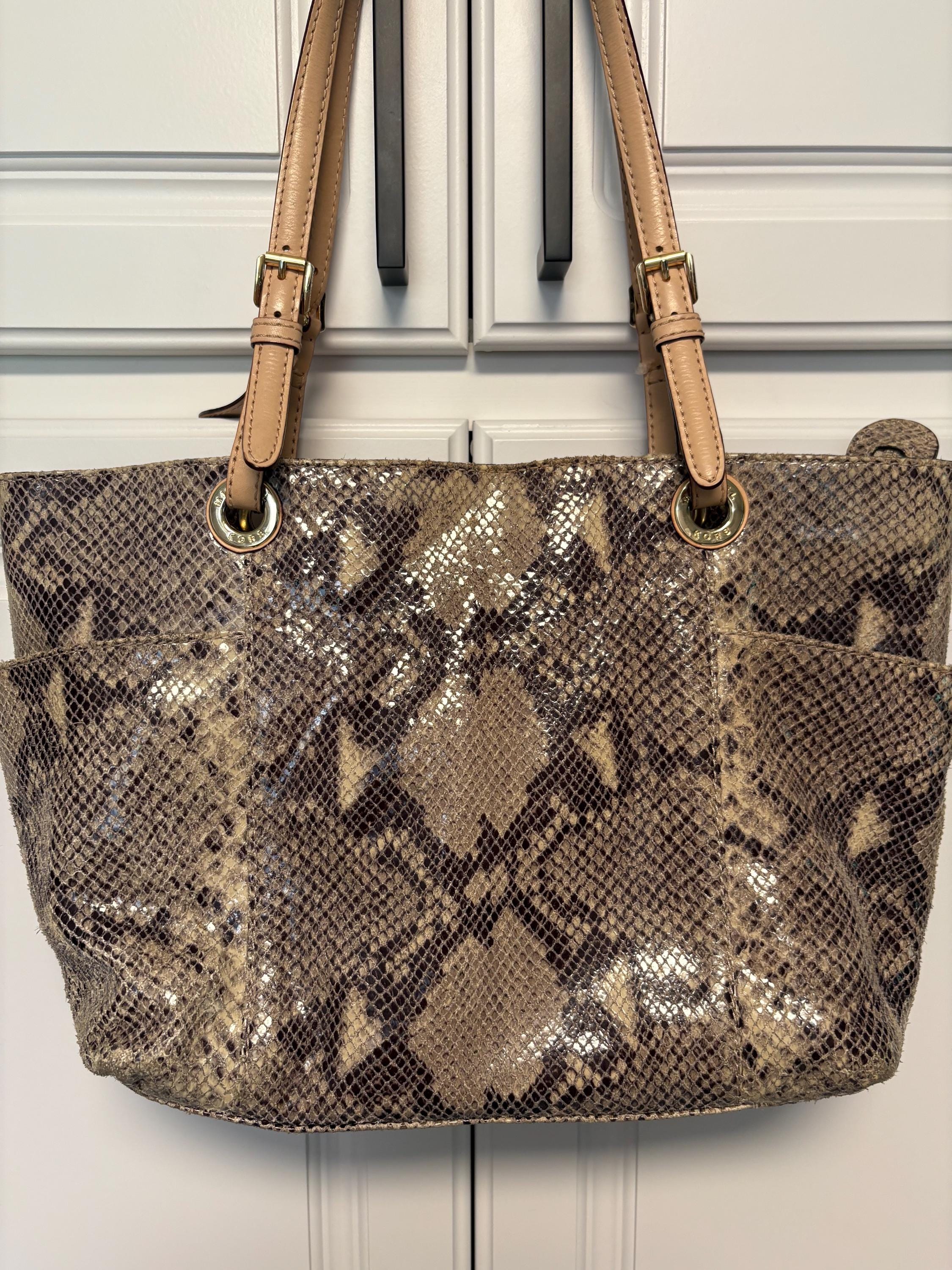 Michael Kors Snake Skin Browns and Beige Colored Shoulder Purse
