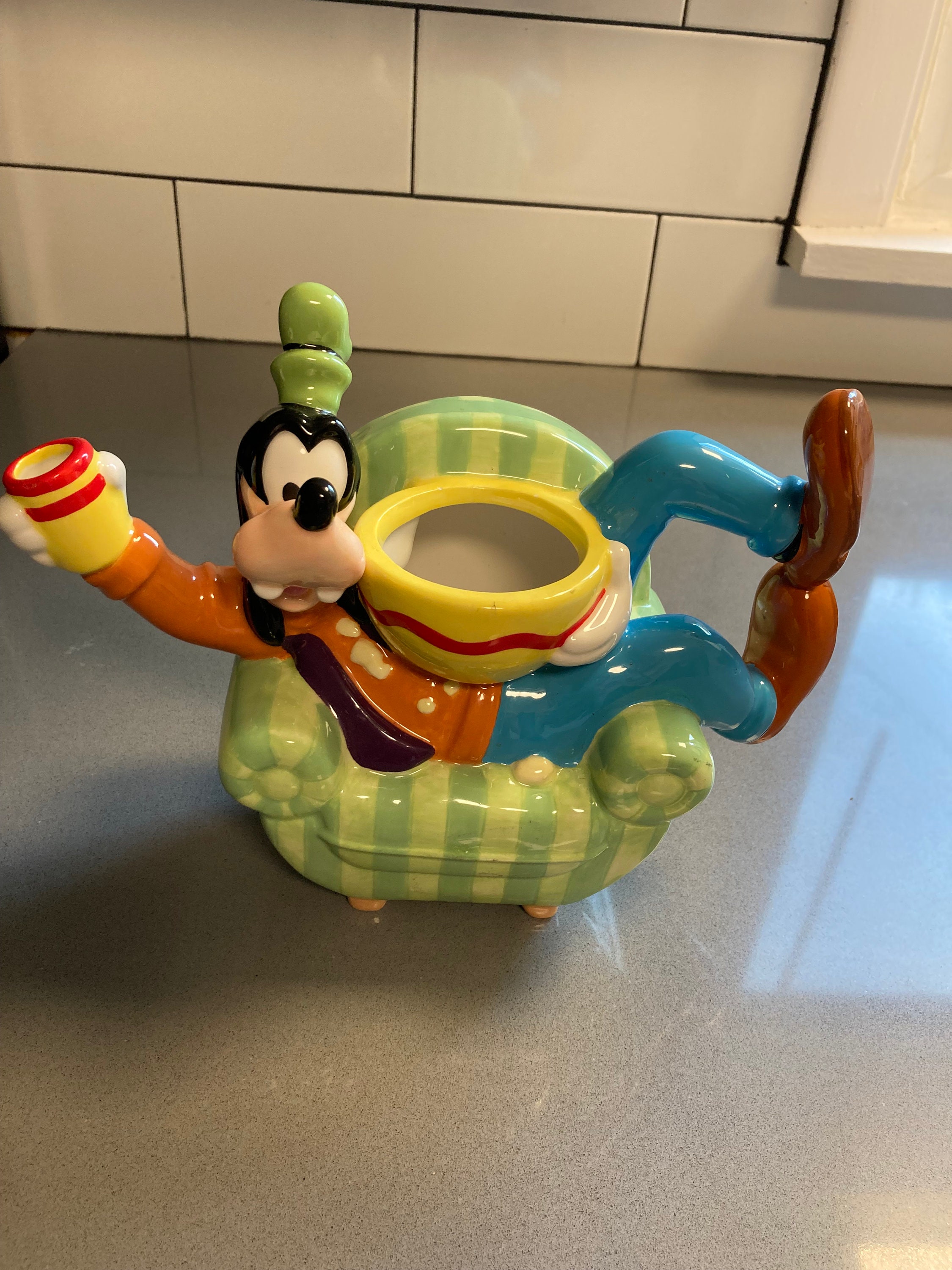 Teapot With Goofy Lounging on Chair by Disney Etsy