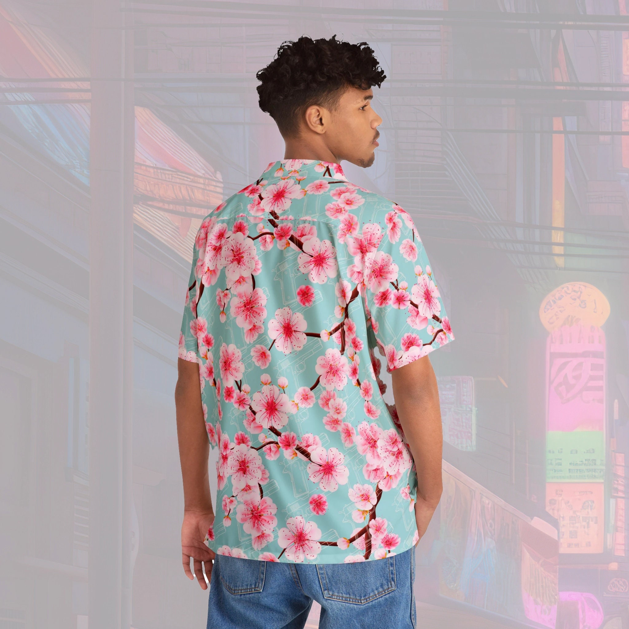 1911's and Japanese Sakura Cherry Blossoms Men's Hawaiian Style