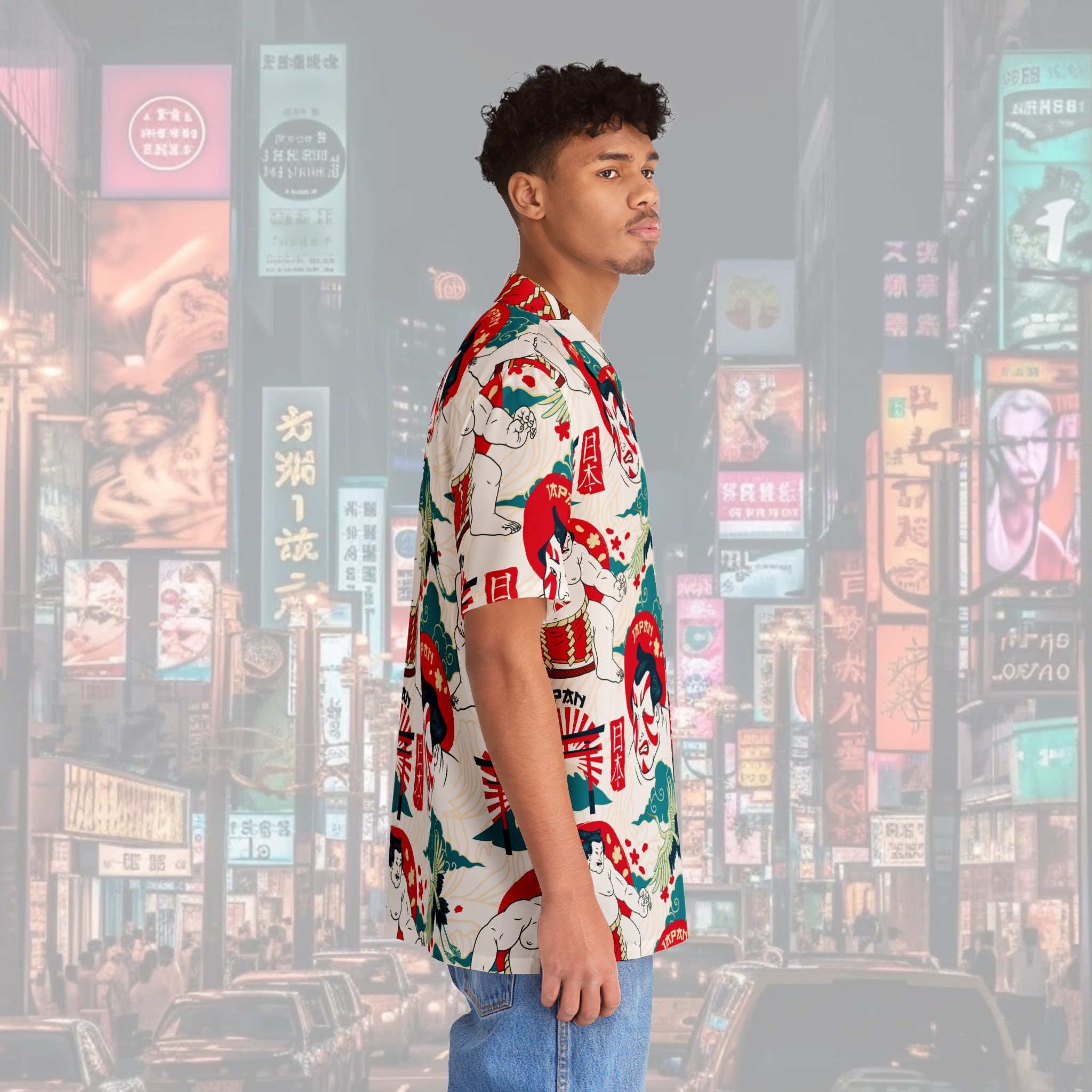 Japanese Sumo Hawaiian Shirt Retro Style, Japan, Sumo, Sumo Wrestler ...