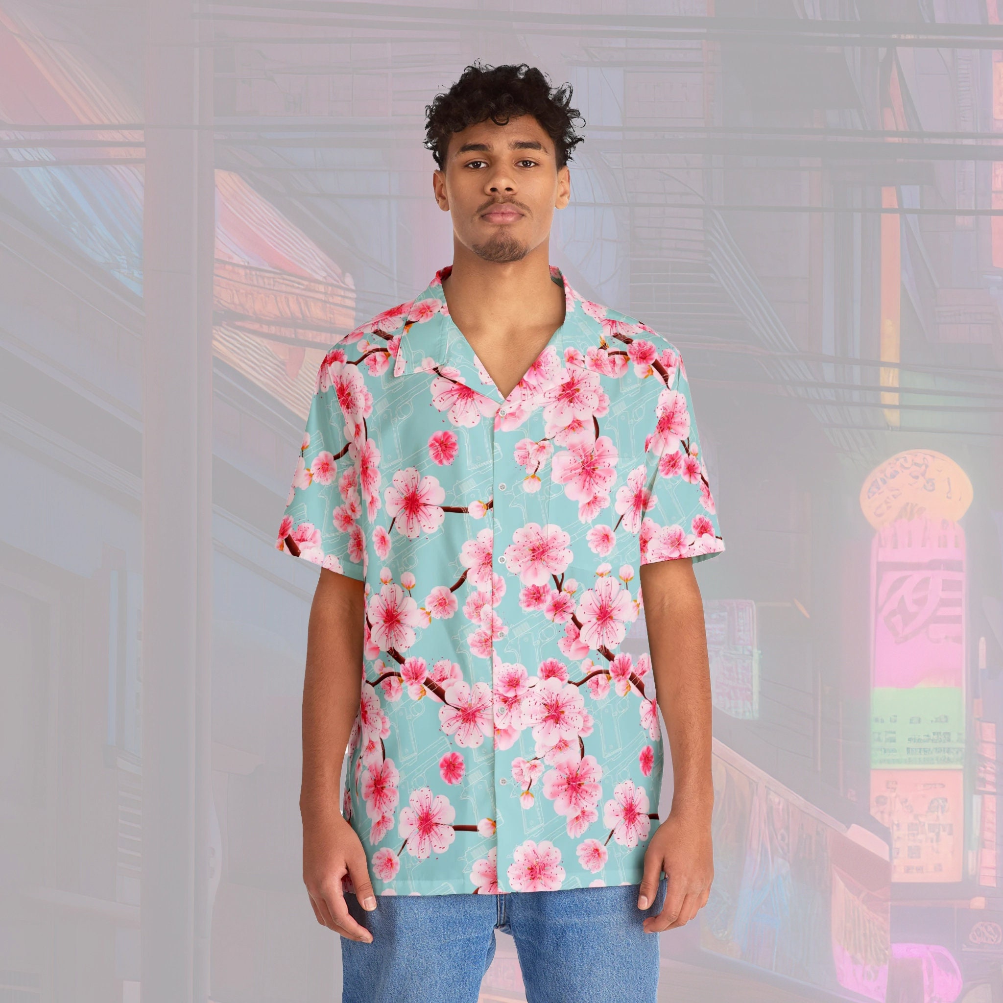 1911's and Japanese Sakura Cherry Blossoms Men's Hawaiian Style