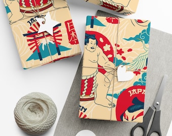 Japanese Sumo Wrestler Gift Wrapping Paper, Japan, Japanese, Sumo wrestler, Christmas, Birthday, Special Occasion, Gift Wrap