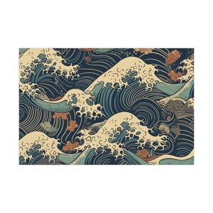 Kanagawa Great Wave Gift Wrap Papers, Japanese, Japan Gift Wrap, Great Wave, Ukiyo-e, Woodblock Print, Gift Wrap, Birthday, Christmas image 2