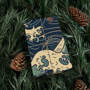 Kanagawa Great Wave Gift Wrap Papers, Japanese, Japan Gift Wrap, Great Wave, Ukiyo-e, Woodblock Print, Gift Wrap, Birthday, Christmas image 4