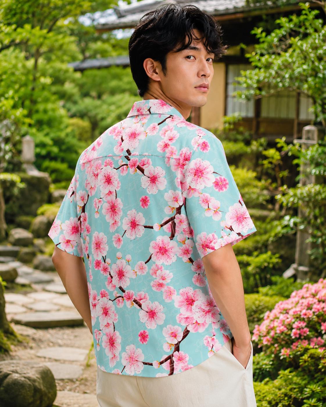 1911's and Japanese Sakura Cherry Blossoms Men's Hawaiian Style