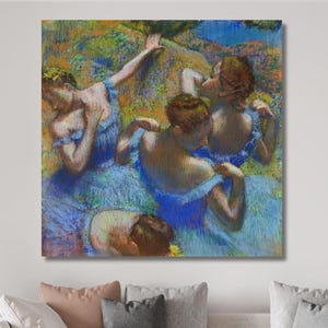 Four Ballerinas Behind the Stage 1898 By Edgar Degas Wall Art Print,Stretched Ready to Hang Canvas Print,Degas Dancers in Blue,Degas Canvas
