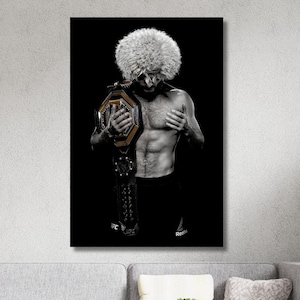 Champion Khabib Nurmagomedov Wall Art Khabib Nurmagomedov Poster UFC Wall Art Frame MMA, Khabib Nurmagomedov Kunstdruck, fertig zum Aufhängen