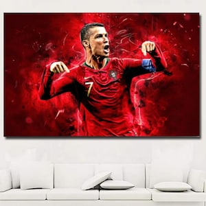 Cristiano Ronaldo Poster, Ronaldo Canvas, Football Poster,Bicycle Kick, Canvas Poster Home Decor Living Room Overhead Kick Cristiano Ronaldo