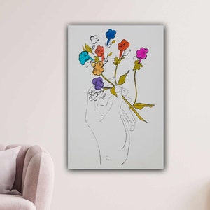 Seltene Andy Warhol Blumenzeichnung Leinwand Wandkunst, Wohnkultur Leinwanddruck Blumen Leinwand Andy Warhol Blumendruck Blumen Hand Poster Wandkunst