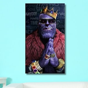 Thanos Canvas, Thanos Wall Art, Thanos Painting, Infinity Gauntlet Wall Art,Thanos Poster,Thanos Fan Gift,Marvel Poster,Ready to Hang Canvas