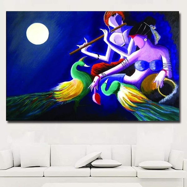 Radha Krishna Painting, Radha Krishna Wall Art, Krishna, Radha Krishna Modern Art, Indian art, Traditional wall painting of Krishna, Krishna