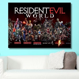 Resident Evil Characters Canvas Wall Art,Stampa,Piano della Spencer Mansion Canvas,Resident Evil Poster Canvas Art,Arredo per sala giochi,Pronto da appendere