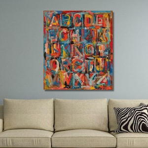Lienzo de Jasper Johns, arte de pared con alfabeto, diseño de arte de pared con mapa, póster, impresión, decoración para el hogar y la oficina, póster o lienzo listo para colgar