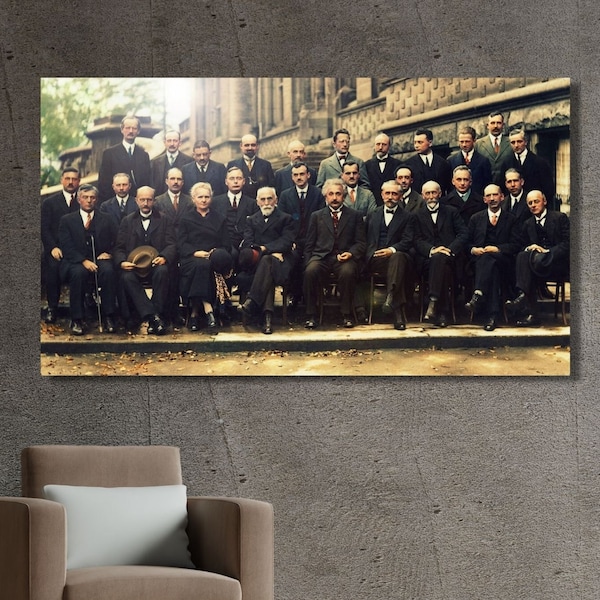 1927 Solvay Konferenz POSTER, Vintage Physik Poster Wissenschaft Fotodruck, Solvay Konferenz die bemerkenswertesten Physiker der Welt, fertig zum Aufhängen