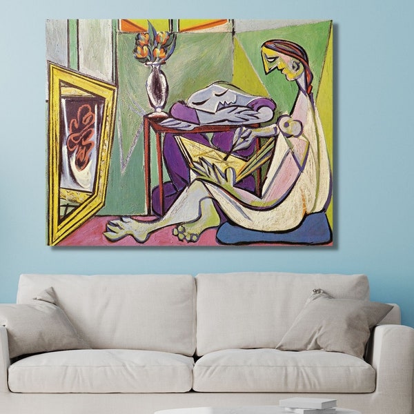 Picasso Femme à la Montre Canvas Wall Art,Modern Fine Art Print,Home Decor,Canvas Art,Picasso Artwork Gallery,Picasso Portrait,Ready To Hang