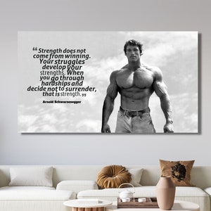 Arnold Schwarzenegger Art,Motivational Canvas, Arnold Poster, Inspirational Quote Canvas, Gym Poster,Body Building Wall Art,Man Cave Decor
