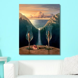 Vladimir Kush Wall Art Canvas Poster, Reproduction Canvas Home Decor, Vladimir Kush Painting, Surreal Painting, Ready to Hang Framed Canvas