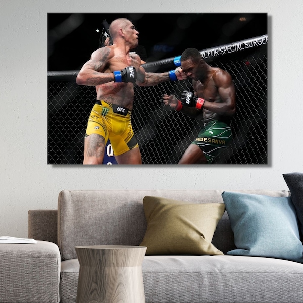 Alex Pereira KO Wall Art Canvas Poster Art Print of Israel Adesanya Middleweight UFC Champion UFC 281 / Ready to Hang / Fitness Wall Art