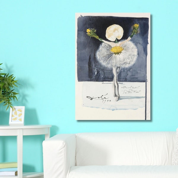 Affiche Salvador Dali danseuse pissenlit, danseuse pissenlit 1948 affiche, art mural toile danseuse pissenlit Dali, art affiche pissenlit prêt à accrocher