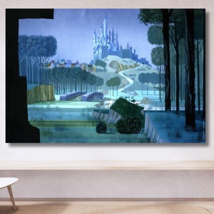 眠れる森の美女、Eyvind Earle作、プリント品質、すぐに掛けられるキャンバス壁アート、Eyvind Earle壁アート、ヴィンテージ壁アート、風景壁アート