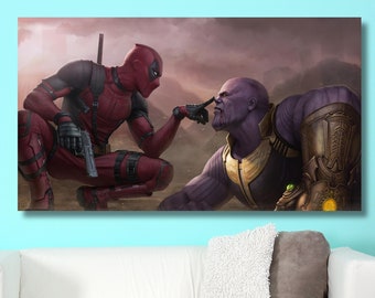 Thanos vs Deadpool Canvas Avengers Wall Art Avengers Poster Avengers Print Gift for Kids Avengers Canvas Kids Room Decor Ready to Hang