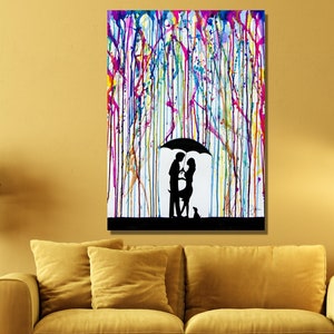 Graffiti LOVERS With Umbrella Art,Banksy Print, Banksy,Banksy Wall Art,Canvas Print, Wall Art Canvas, Graffiti Art, Modern Wall Art