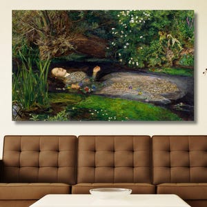 John Everett Millais Ophelia Giclée Ready-to-Hang Canvas Reproduction Painting John Everett Millais Canvas Wall Art Large Size Canvas Poster