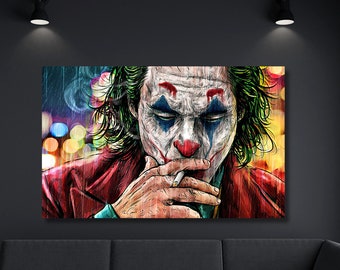 Joker Canvas Print Wall Art, Joker Canvas Wall Art,Joker Poster,Comic Print Art,Joker Poster,Home Decor,Living Room Decor,Ready To Hang