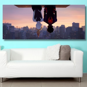 Spider-Man Across The Spider-Verse Canvas Wall Art,Spider-Man Across The Spider-Verse Poster, Miles Morales Wall Hanging, Kids Room Decor