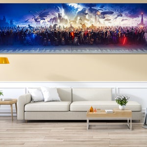 150 Movie Blockbuster Characters Panorama Wall Art Eye Catcher Panorama Poster Movie Fan Gift New Superhero&#39;s Movie Pano on Canvas Wall Art