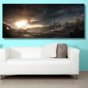 Avengers Battlefield Canvas, Captain America Vs Thanos Avengers Poster,Extra Large Wall Art,Kids Room Wall Art,Kids Room Decor,Ready to Hang