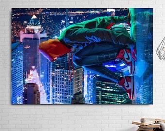 Miles Morales Spider-Man Poster Movie Poster Into the Spider-Verse Wall Decor Spider-Man Across the Spider-Verse Digital Art Wall Hanging
