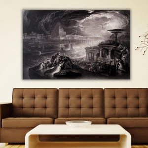 John Martin Fall of Babylon Ready To Hang Painting Canvas, John Martin Painting, John Martin Artwork Poster, Martin Art,Office Home Wall Art