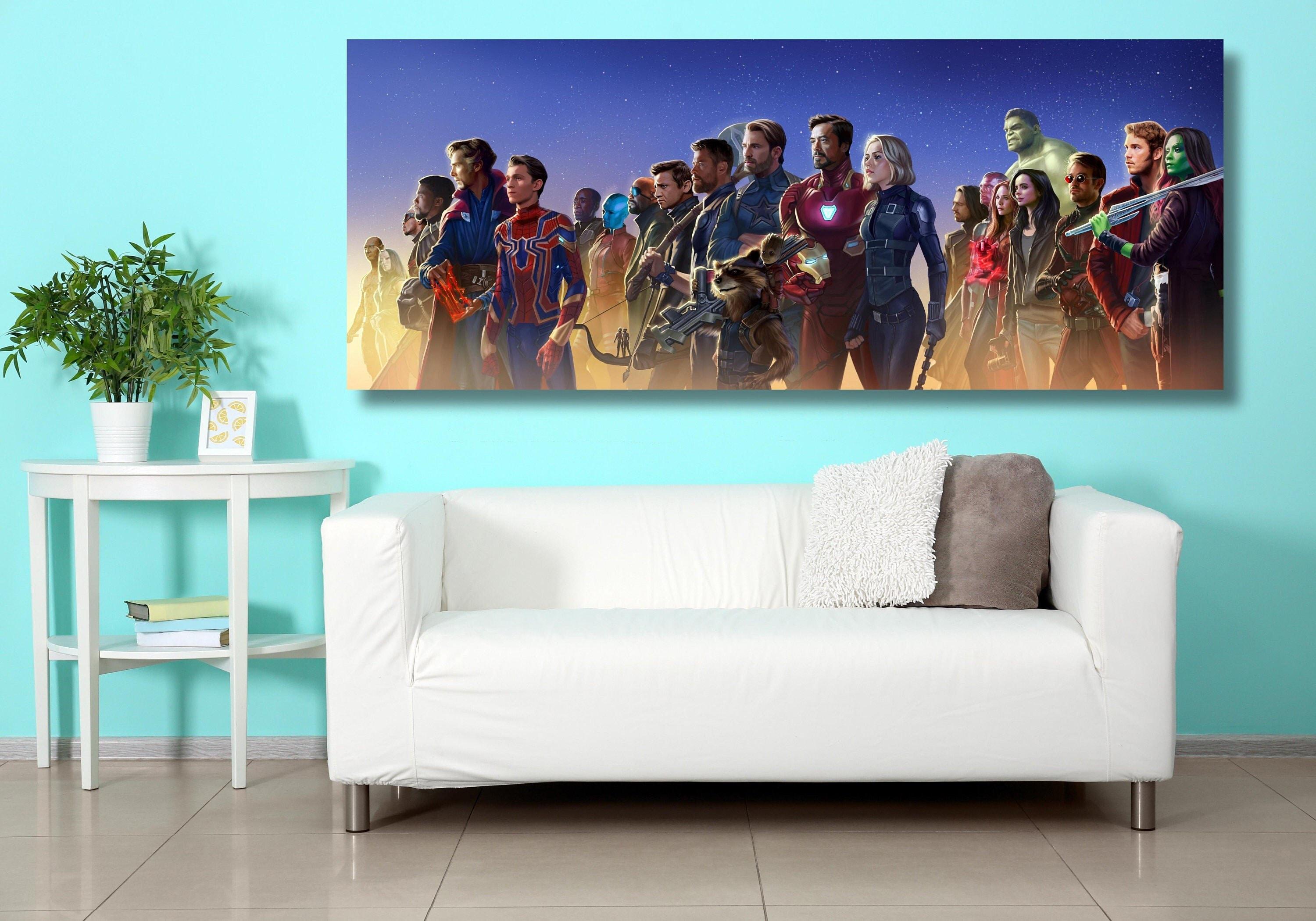 All Marvel Canvas Characters Panorama Wall Art Print Movie Poster
