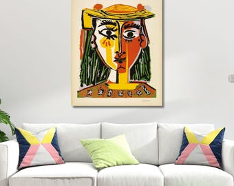 Picasso Pablo Picasso Weibliches Porträt Bereit zum Aufhängen Leinwand Kunst -Pablo Picasso Leinwand Wand Kunst Design Poster Abstrakt Print Bürodekoration