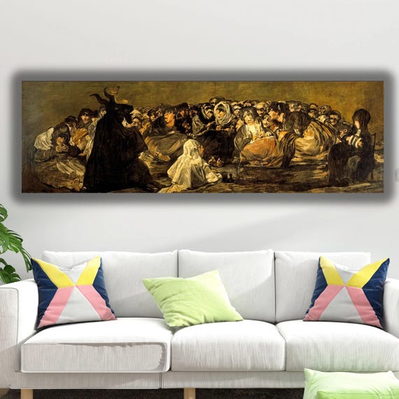 Witches' Sabbath The Great He-Goat by Francisco Goya Canvas Ready To Hang Witches'Sabbath Large Canvas, Vintage Poster, Vintage Painting Art