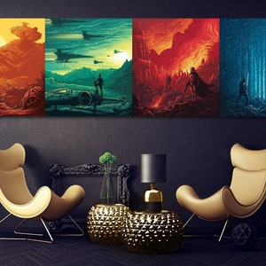 Epic Star Wars Canvas Panaromic Wall Art, Movie Film Art Poster,Home/Office Room Decor Gift,Living Room Wall Decor ,Ready to Hang Canvas Art