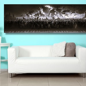 150 Movie Blockbuster Characters Print Panorama Art Eye-Catcher Panorama Poster Movie Fan Gift New Superheroes Movie Pano on Canvas Wall Art