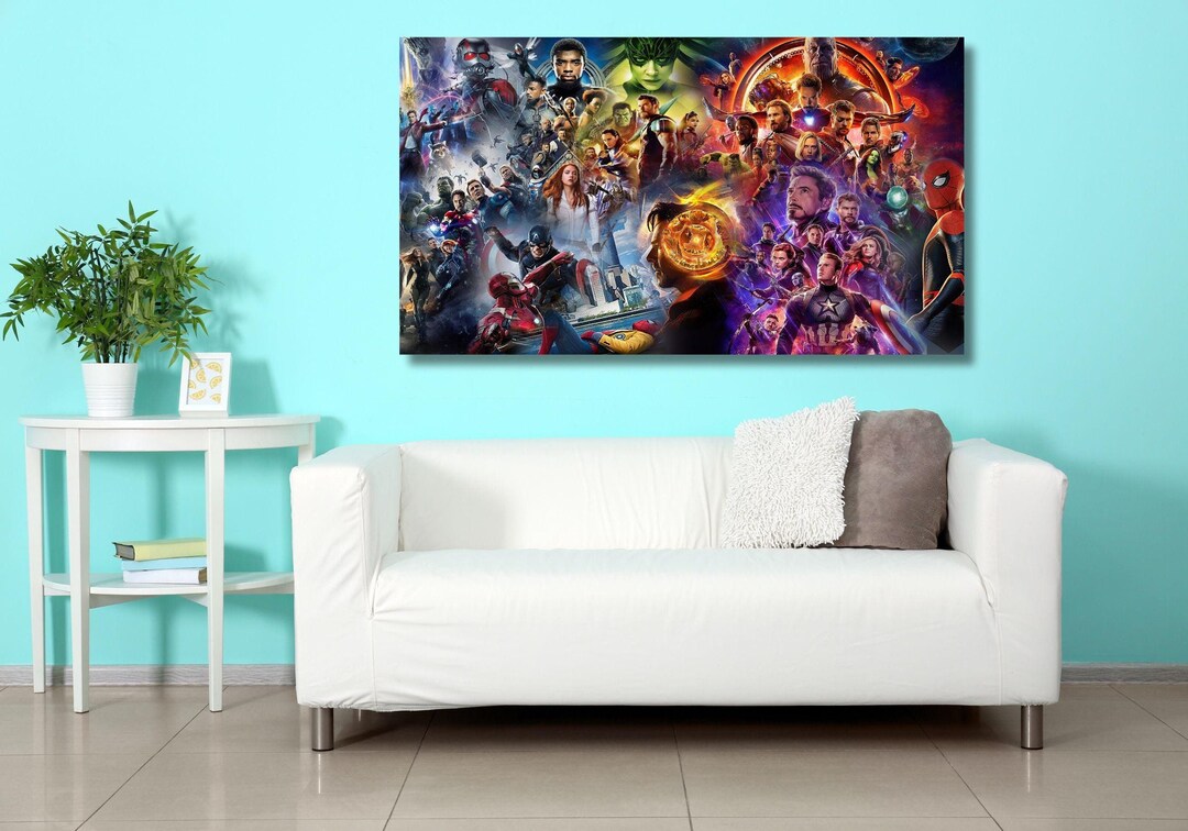 All Marvel Characters Panorama Wall Art Print Movie Poster, Avengers ...